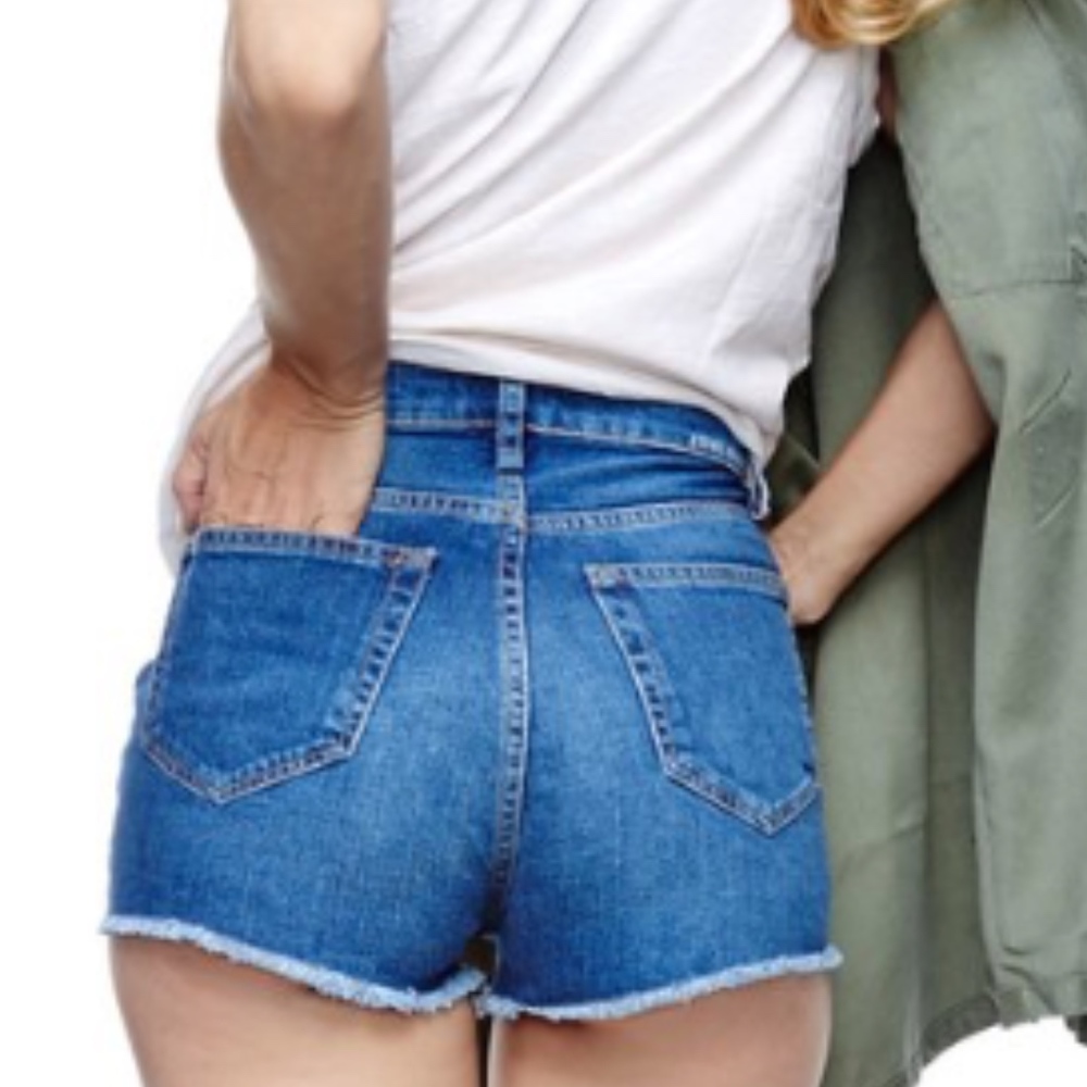 NWT. Etienne Marcel LA + Dark Blue Denim Patches Shorts - Picture 2 of 8